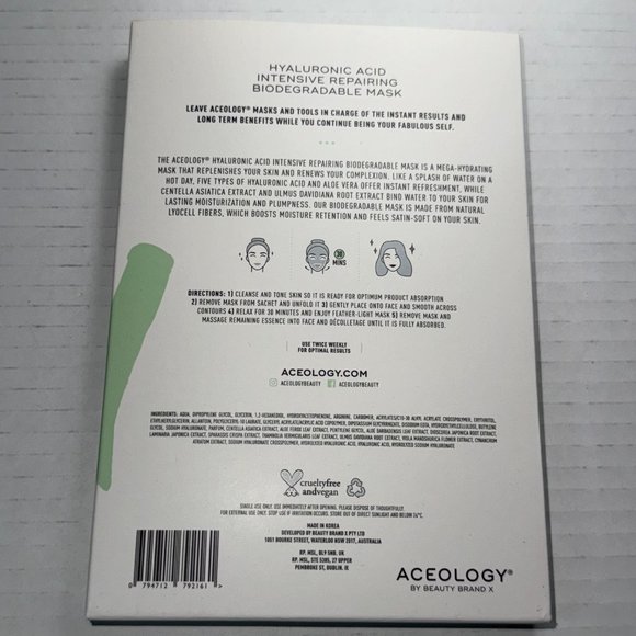 Aceology HYALURONIC ACID INTENSIVE REPAIRING BIODEGRADABLE MASK - Picture 5 of 7